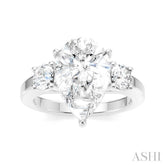 1/2 Ctw Tri-Mount Pear Shape Round Cut Diamond Semi-Mount Engagement Ring in 14K White Gold
